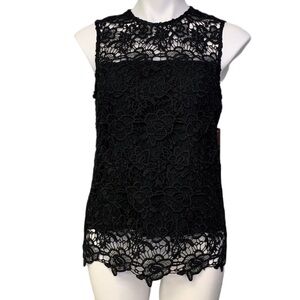NWT Nanette Lepore Black Embroidered Lace  Top